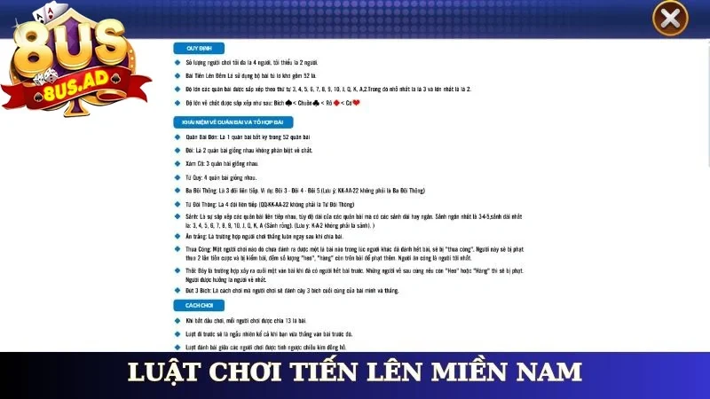 Luật chơi tiến lên miền nam